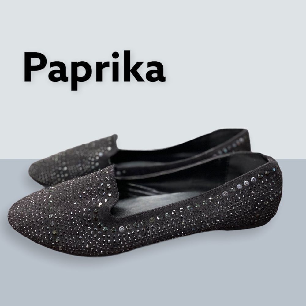Paprika Black Studded Slip-on Flats 10